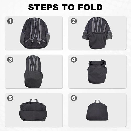 HOLYLUCK Lightweight 20L Packable Hiking Daypack | Foldable Backpack for Travel - Black