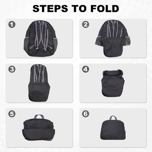 HOLYLUCK 20L lightweight packable Hiking Daypack Foldable Backpack for Men Women Small Travel Outdoor Foldable Shoulder Bag-black