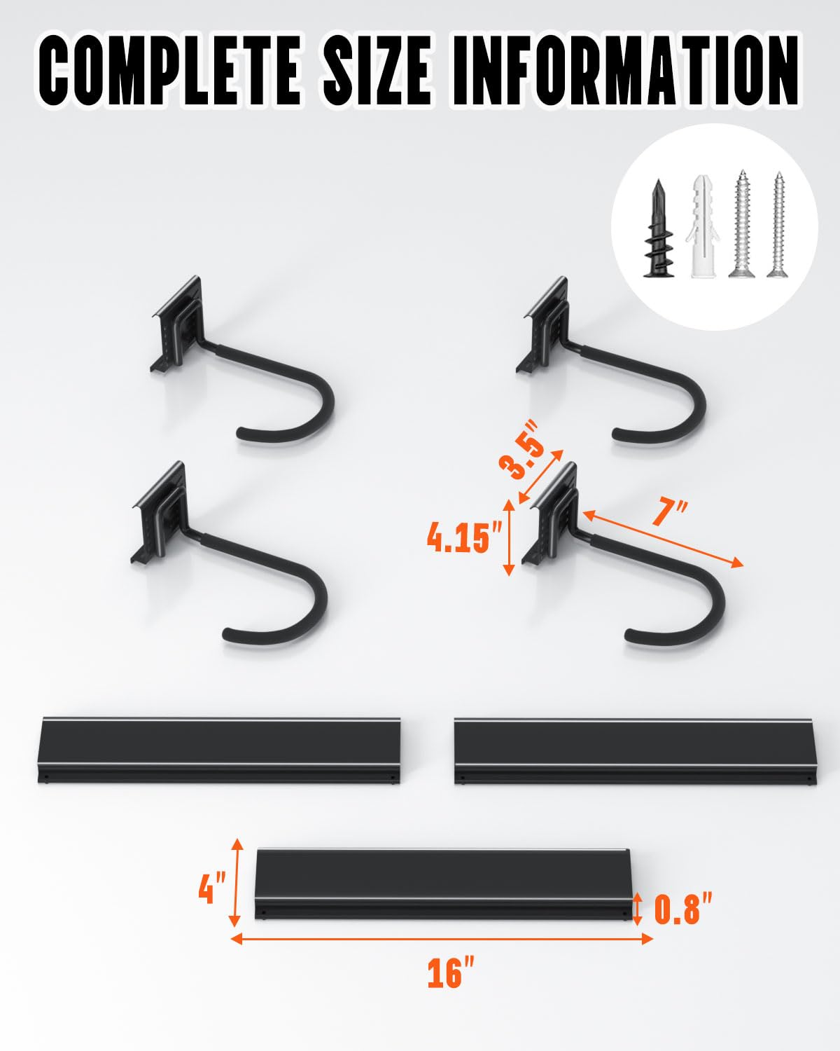Wallavant Bike Rack Wall Mount, Bike Hooks for Garage Storage,Vertical Bike Hanger for Indoor Use, Holds Up to 300 lbs, Adjustable Hook System with 4 Hooks and 3 Rails,48 Inches, Black
