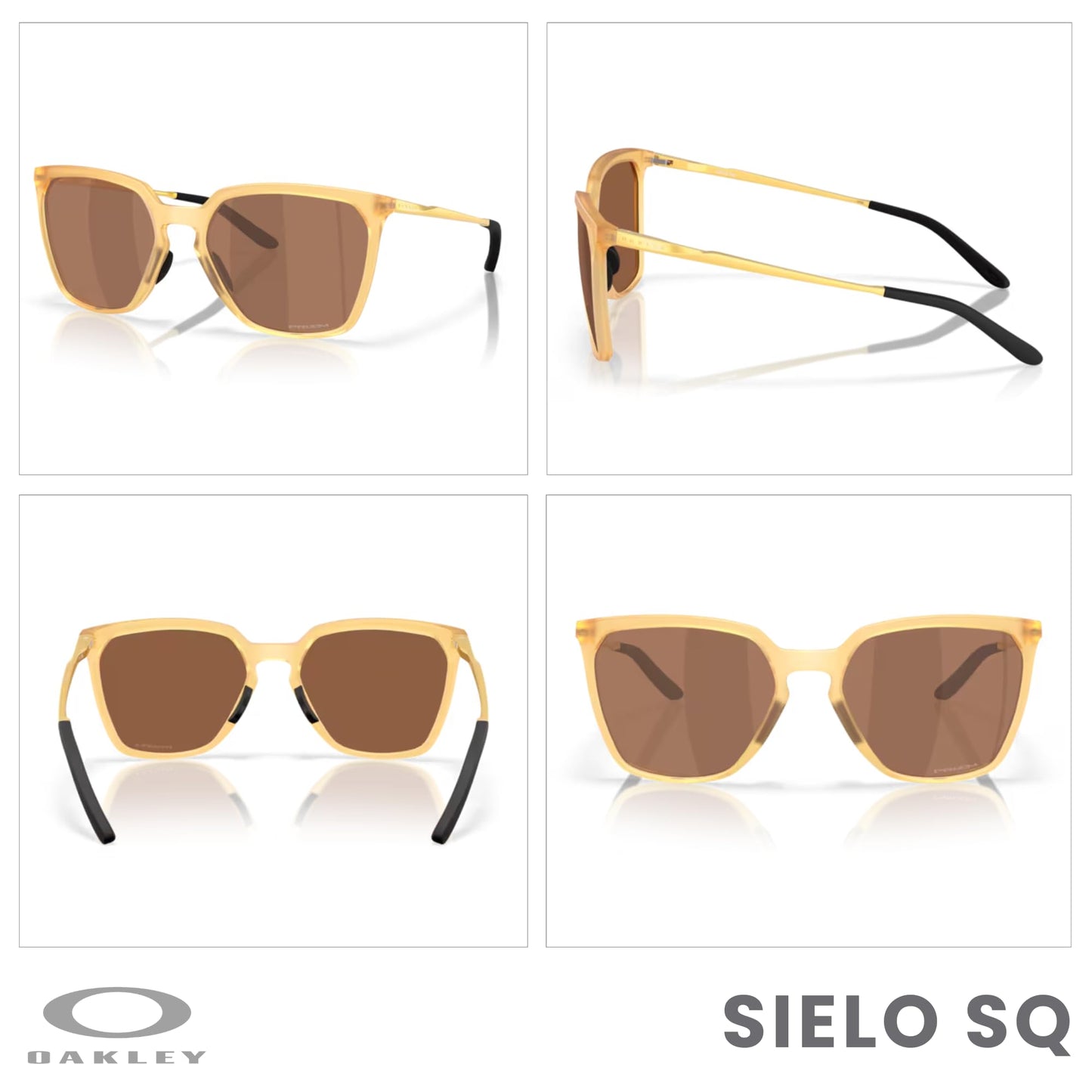 OAKLEY Sielo SQ OO9480 948005 57MM Matte Transparent Light Curry/Prizm Tungsten Rectangle Sunglasses for Women+ Bundle Accessory Leash Kit, Microfiber Pouch