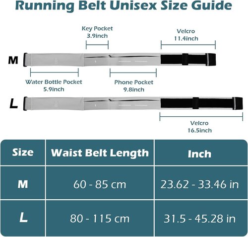 Lsnisni Slim Running Belt - Adjustable Waist Pack with Water Bottle & Towel Holder | Grey, Medium Size