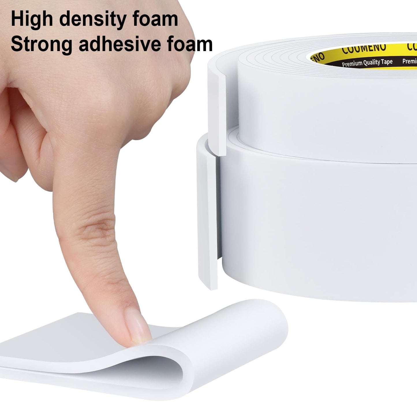 COUMENO EVA Single-Sided Adhesive White Foam Tape, Single-Sided Sealing Strip Foam Pad Sponge Tape Window Weatherproof, Self-Adhesive Insulation Sealing Tape 2inX9.84FT