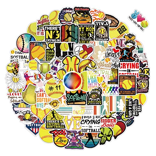 100PCS Softball Stickers - Motivational Vinyl Waterproof Stickers