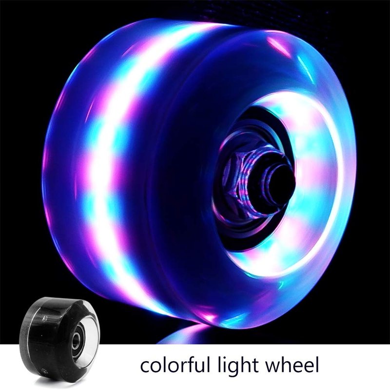 Nezylaf 4 Pack 32 x 58 mm 78A Light up Roller Skate Wheels, Skate Wheels with Bearings Installed for Indoor or Outdoor Double Row Skating and Skateboard Accessories 32 x 58 mm 78A