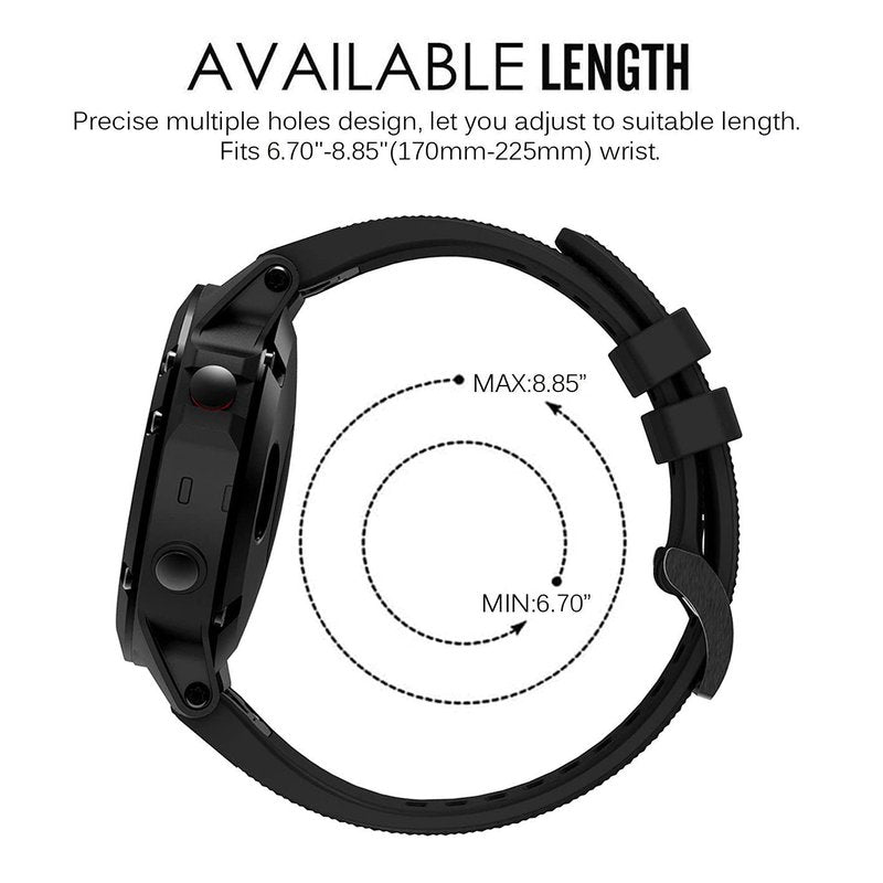 Compatible for Garmin Fenix 5X, Soft Silicone Wristband Replacement Watch Band for Garmin Fenix 5X/Fenix 5X Plus/Fenix 6X/Fenix 6X Pro/Fenix 3 HR/D2 Charlie/D2 Delta PX/Descent MK1 (Width: 26mm)
