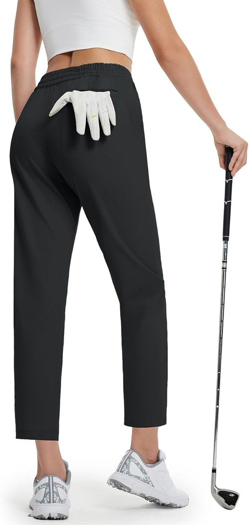 M MAELREG Women's Golf Pants - Lightweight 7/8 Ankle Sweatpants with Zip Pockets for Athletic Travel & Lounge