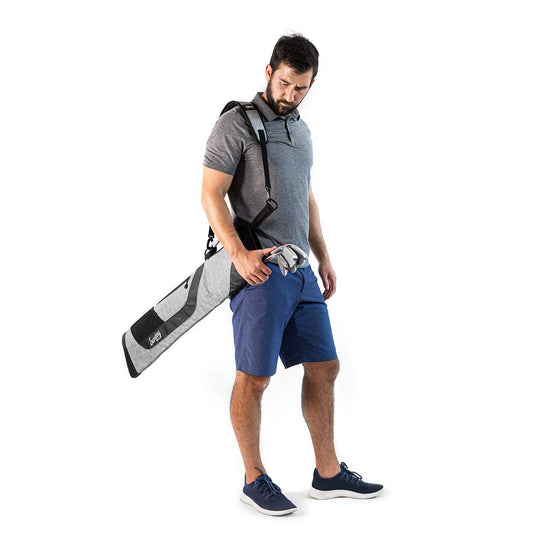 Sunday Golf 36 Inch Lightweight Foldable Versatile Driving Range Carry Pencil Golf Bag with 2 Pockets, Padded Strap and Holds Up to 8 Clubs, Grey