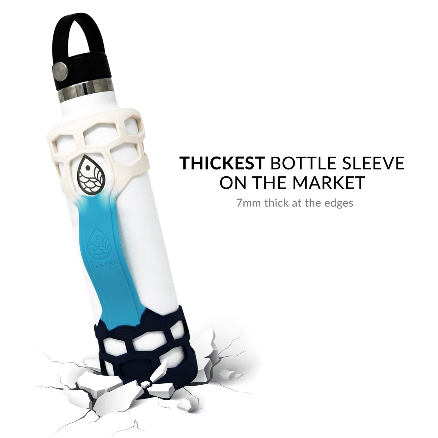 REUZBL Silicone Boot Sleeve Protector with Handle – Compatible with Hydro Flask 40oz, 32oz, 24oz, 21oz – Protective Bottle Bumper for Stainless Steel Water Bottles