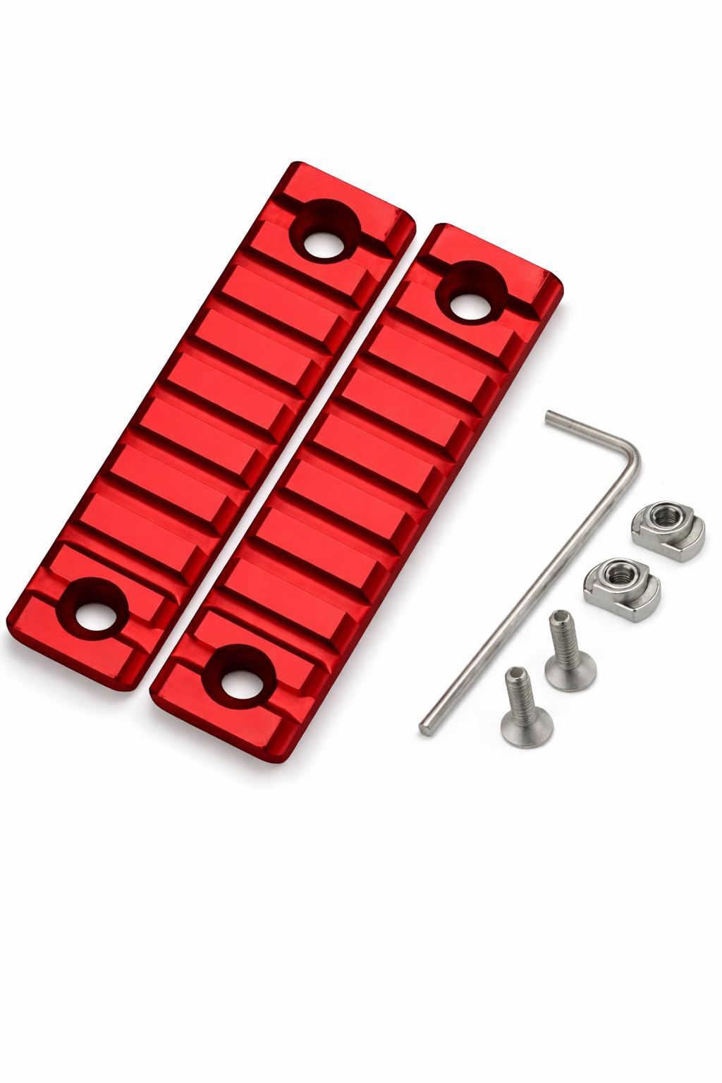 Gotical Pack of 6-2 Pieces of 5 Slots, 2 Pieces of 9 Slots, 2 Pieces of 11 Slots, Red Color, 12 Screw and 12 Nuts with 3 Allen Wrench,Compatible with MLOK Devices