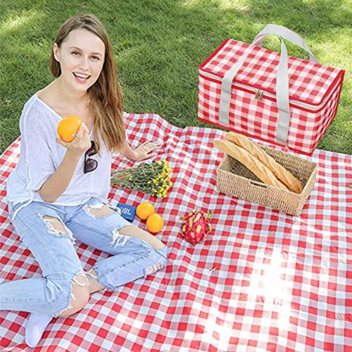 Insulated Picnic Cooler Bag - Keeps Hot & Cold - Red