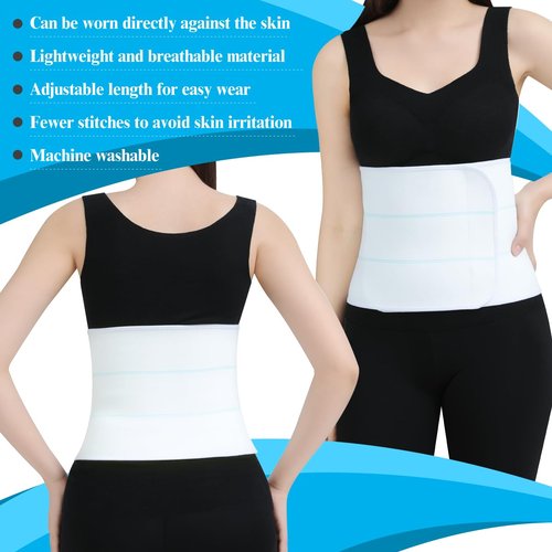 Pauline Abdominal Binder Post Surgery Compression Support | Stomach Wrap Belly Band for Hernia Tummy Tuck | Soft, Latex-free, Breathable - (45" - 60") 3 Panel - 9" High
