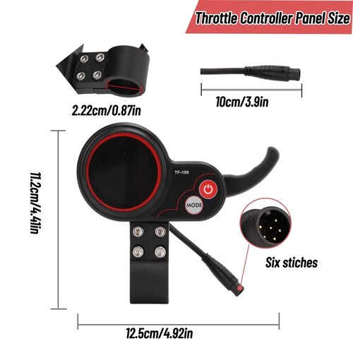 Electric Scooter Display Panel, 6 Pin Scooter LCD Display Control Panel with Speed Gear Power Mode Finger Throttle for Kugooes M4 Electric Scooter