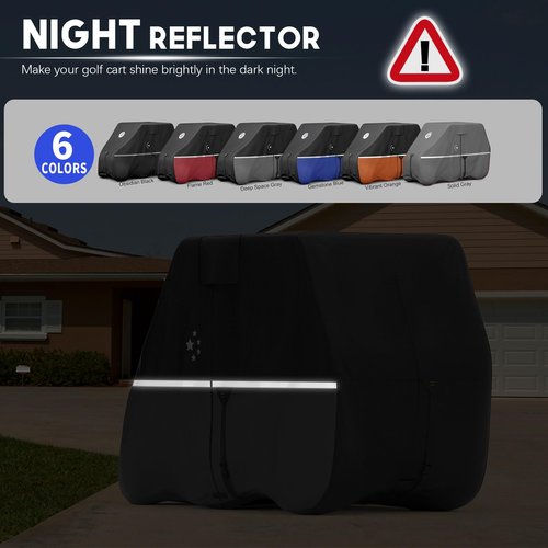 LI LIBZAKI 2+2/4 Passenger Golf Cart Cover Fits EZGO, Club Car, Yamaha, 420D Waterproof Windproof Sunproof Outdoor All-Weather Full Cover -Black/Gray-L