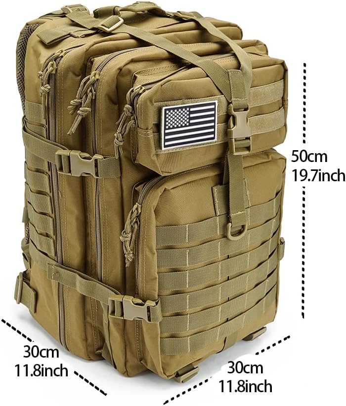 QT&QY 45L Military Tactical Backpacks For Men Camping Hiking Trekking Daypack Bug Out Bag Lage MOLLE 3 Day Assault Pack