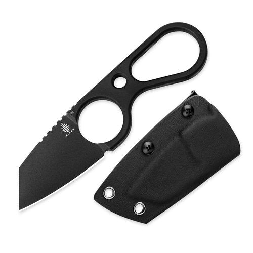 Kizer Bowtie Small Fixed Blade Knife, D2 Steel EDC Hunting Pocket Knife, 5.83 Inches Horizontal Carry Black Neck Knives, Survival Camping Knives with Sheath, 1061A2
