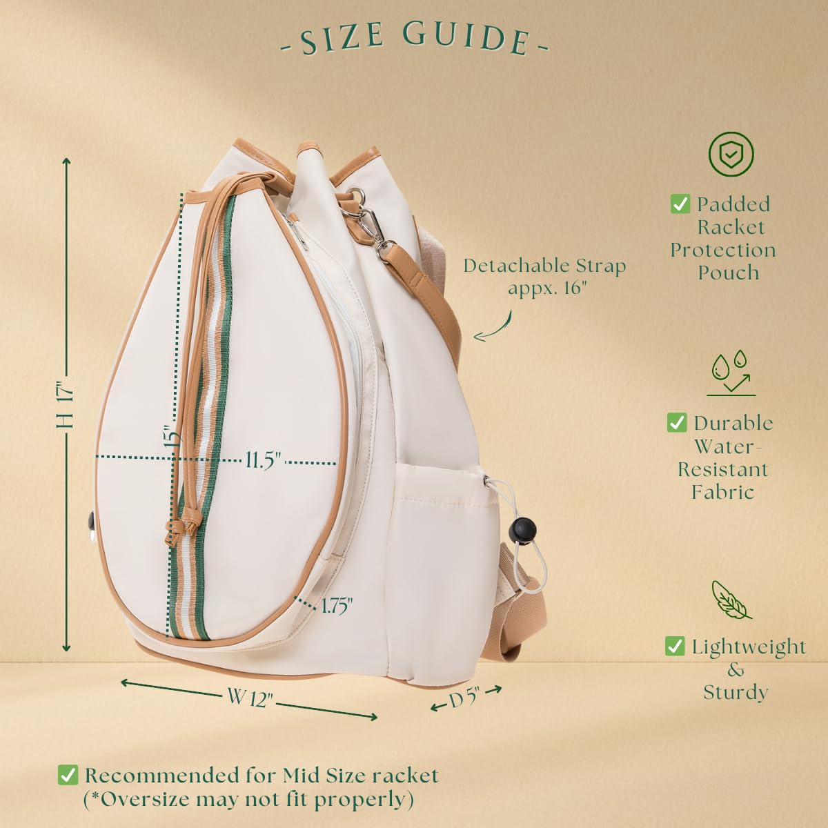 Mini Momo Tennis Bag for Women Racket Tote, Stylish Backpack - Unisex Racquet Sports Pickleball Bag Convertible Shoulder, Crossbody Strap Large Compartment (Backpack - Racket Bear Edition)
