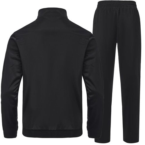 HODOSPORTS Mens Tracksuits 2 Piece Full Zip Jogging Running Suits SweatSuits for Men Shiny Sport Track Suits Sets Black L