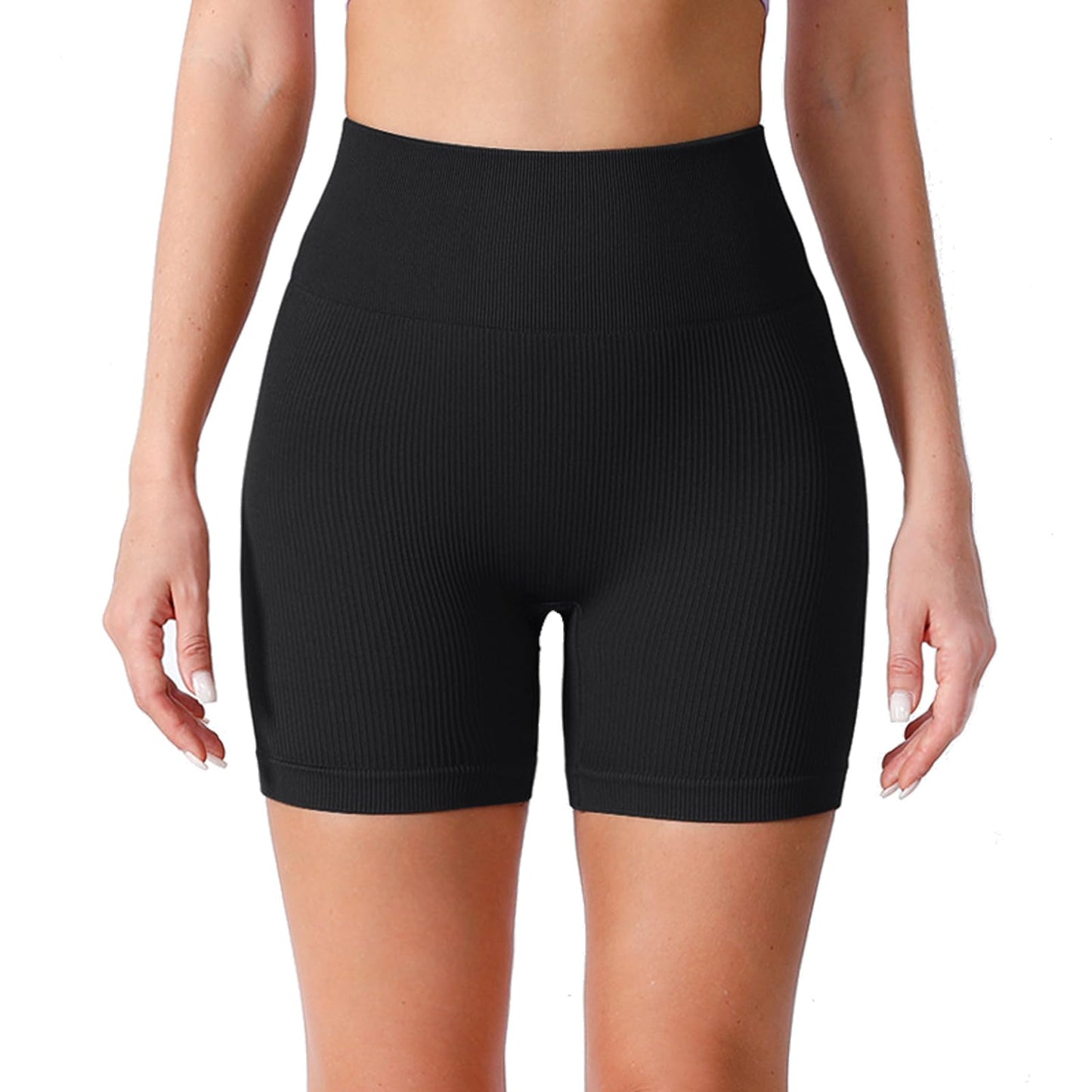 WXUP HOPS Women Athletic Shorts-High Waisted Butt Lifting Workout Pants-Seamless Scrunch Biker Shorts for Gym,Yoga,and Running(Black L)