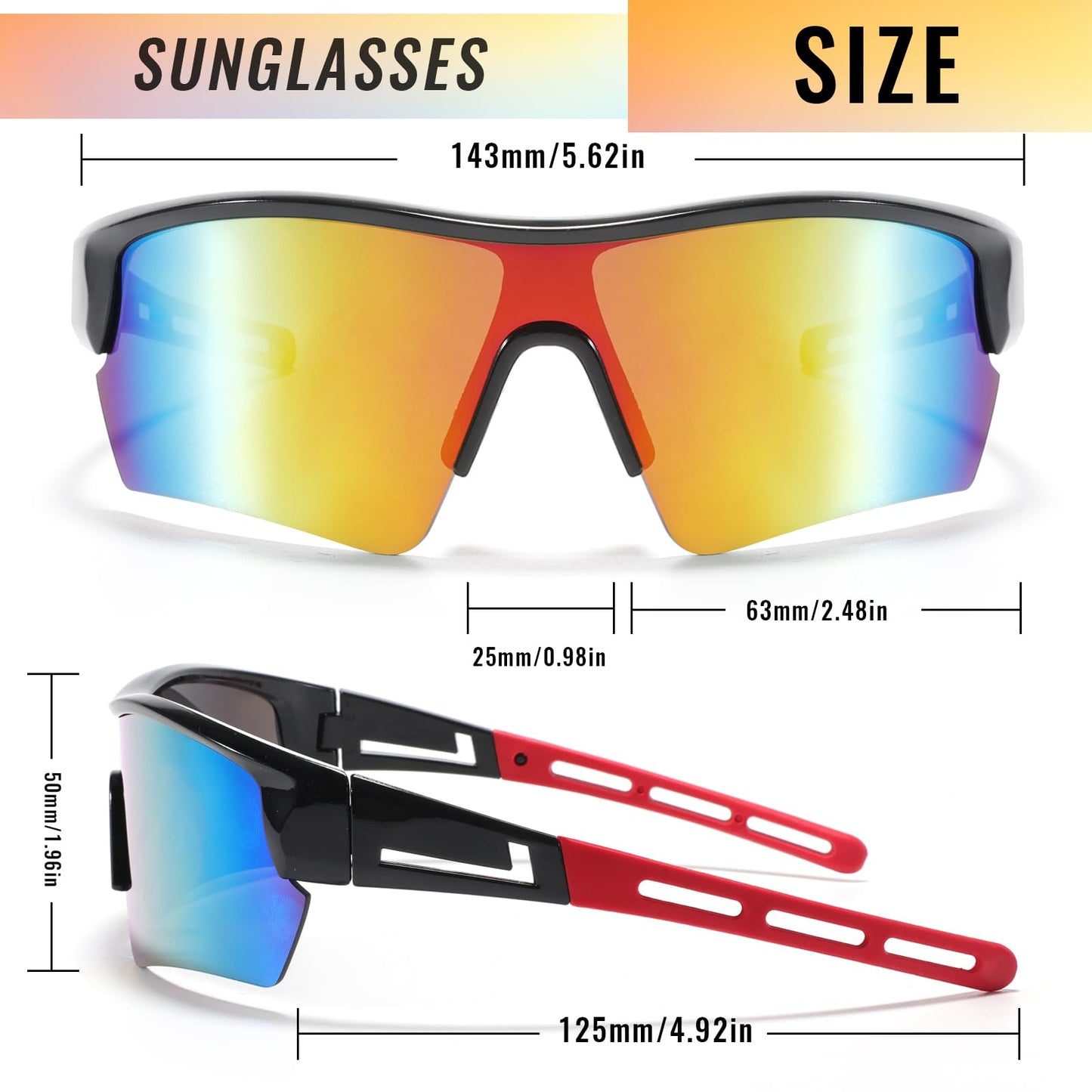 NICBOOY 3Packs Sports Sunglasses for Men Youth Women Baseball Sunglasses for Youth Softball UV Protection Cycling Sunglasses