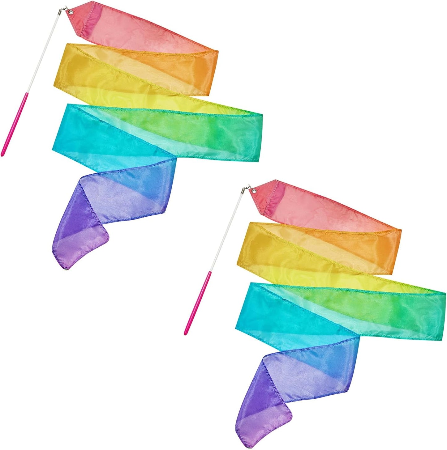 Skiennix 100% Silk Dance Ribbon Twirlers - Colorful Rainbow Play Silks for Kids | Perfect Birthday Gift
