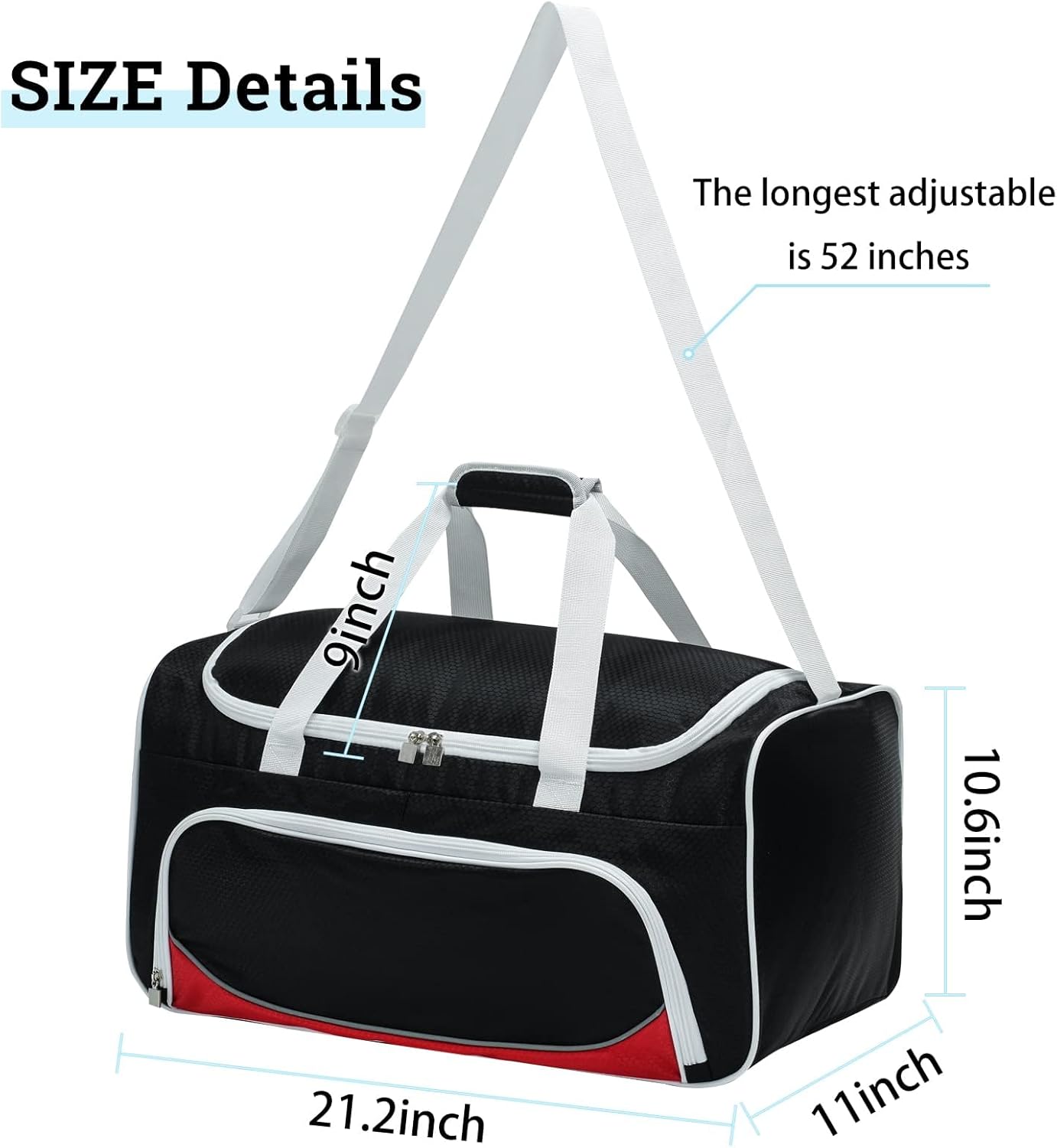 Uarition Gym Duffle Bag - 55L Large Black Duffel for Sports, Workouts & Travel | Durable Heavy-Duty Design