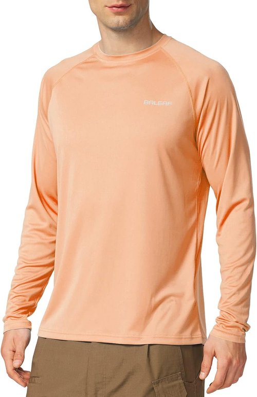Baleaf Men's UV Protection Long Sleeve Rash Guard - Quick Dry, Lightweight, UPF 50+ for Fishing & Running