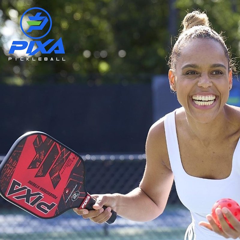 PIXA Powercrush Xtreme Fiberglass Face 13mm Pickleball Paddle with Friction Surface for Great Spin and Control! Beginner/Intermediate; Great Gift!