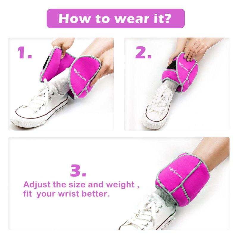 Vivitory Adjustable Ankle Weights for Women & Men, Leg Weights 2 to 10 Lbs, Arm Weights, Ankle Wrist Weights Set for Strength Training, Jogging, Gymnastics, Aerobics, Physical Therapy