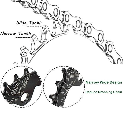 CYSKY 104 BCD Chainring 30T to 52T Narrow Wide Chainring with Sprocket Bolts for 1x Set-up Road Bike Mountain Bike BMX MTB Gravel Ebike (Black, 42T)