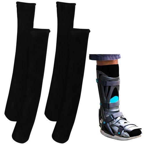 Seematn 2 Pairs Walking Boot Socks for Orthopedic Walker Brace Medical Boot Sock for Women and Men, One Size Fits Most(Black)
