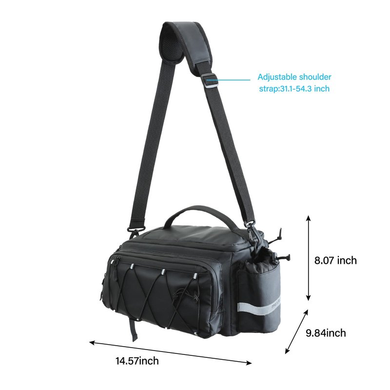MOSISO Bike Rack Bag,10L Bike Trunk Handbag Waterproof Bicycle Rear Seat Saddle Pouch with 2 Side Pockets, Cycling Storage Luggage Pouch with Rain Cover&Shoulder Strap for MTB Bicycle E-Bike, Black