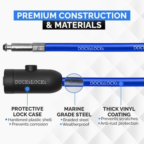 DocksLocks Coiled Security Cable - Weatherproof Anti-Theft Lock for Kayaks, Bikes & More | 5ft, 10ft, 15ft, 20ft, 25ft