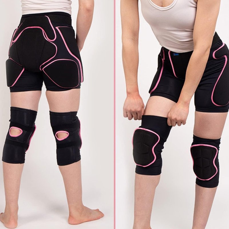 BelugaDesign Padded Shorts Knee Set | Women Winter Sports Ski Snowboard 3D Impact Pad | Adjustable Breathable Protective Gear Butt Hip Knee Brace