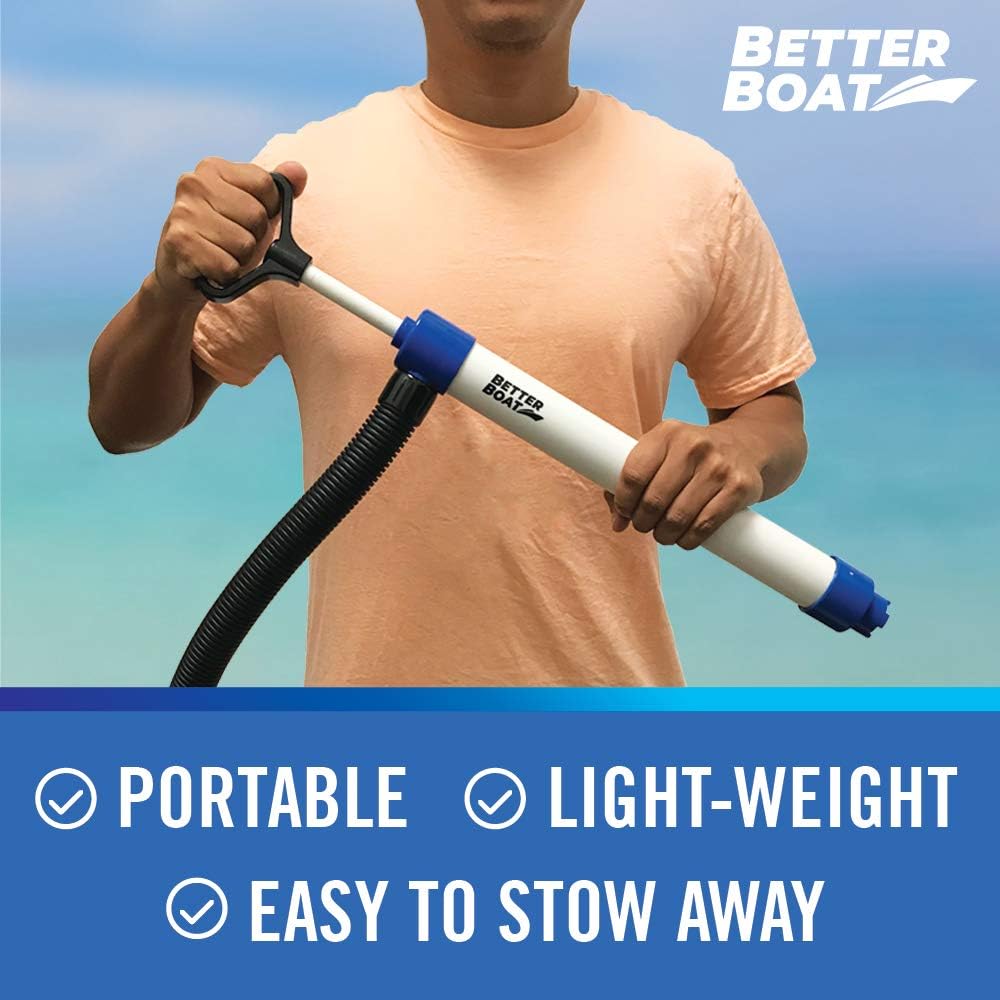 Better Boat Manual Bilge Pump - 39" Hose, Portable Handheld Water Pump for Kayaks & Dinghies, 20 GPM Suction