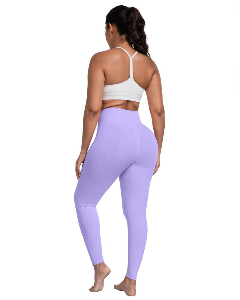 ATHVOTAR Workout Gym Leggings Women, High Waisted Seamless Butt Lifting Scrunch Butt Sports Leggings Black/Pink/Pistachio/Light Purple M
