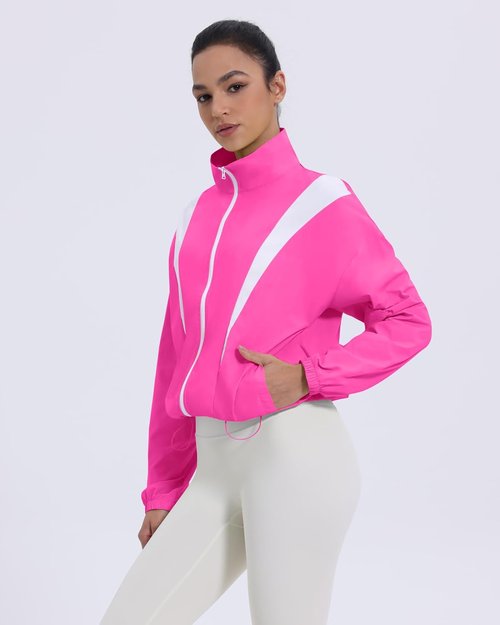 Locachy Women's Lightweight Athletic Jacket - Cropped Full Zip for Running & Hiking | Versatile Outdoor Wear