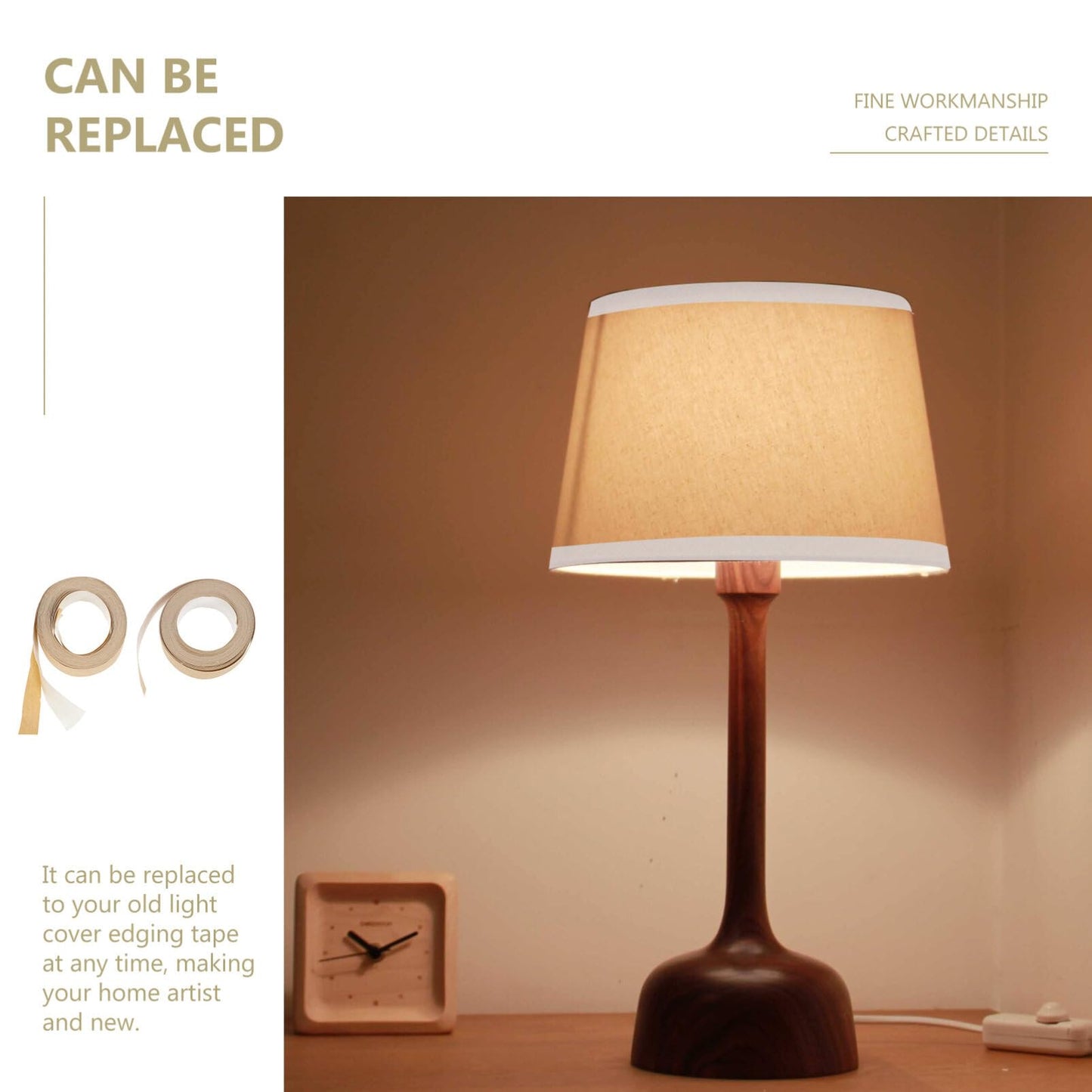 Garneck 2 Roll Lampshade Wrapping Cloth Lampshade Accessory Light Shade Edging Cloth Tape Lampshade Edging Strip Cloth Lampshade Edges Banding Strip Lamp Shade Edges Banding Strip