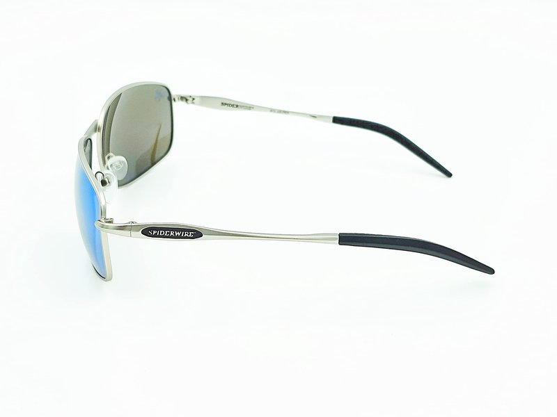 Spiderwire SPW006 Polarized Fishing Sunglasses, Matte Silver/Smoke/Blue Mirror