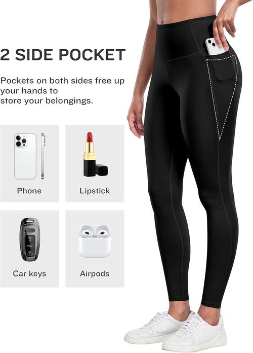 LZYVOO Leggings - High Waisted Tummy Control Yoga Pants with Pockets | 6-Pack Soft Comfort