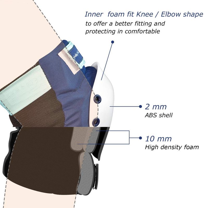 Dark Lightning Kids/Junior/Youth Knee Pads Elbow Pads Wrist Guards 3 in 1 Protective Gear, for Skateboard,Roller Skate,Inline,Cycling,MTB Bike,Scooter(Navy Blue,L)