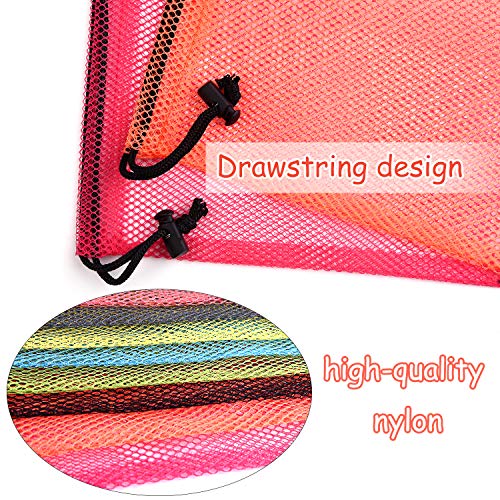 KUUQA 10 Pack Colorful Mesh Drawstring Bags 13x15.5 Inches