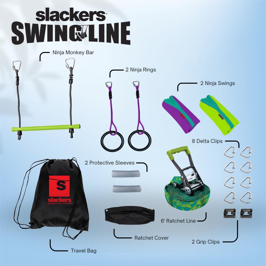 Slackers Tree Swing Line Kit - Transform Your Yard into a Fun Swing Set - Ideal for Ages 3+