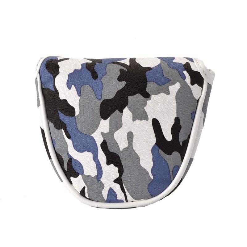 GOOACTION Camo Blue Golf Mallet Putter Head Cover - Magnetic Closure, Camouflage Pattern, Synthetic Leather Protector for Heel Shaft Putters