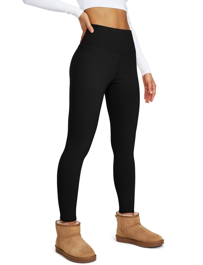 Uowou Women's Thick Fleece Lined Leggings High Waisted Tummy Control Thermal Warm Soft Yoga Pants for Cold Winter Black