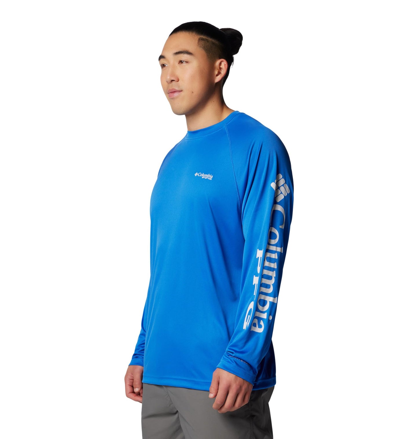 Columbia Men's PFG Terminal Tackle Long Sleeve Fishing Shirt, Vivid Blue/Cool Grey Logo, XX-Large