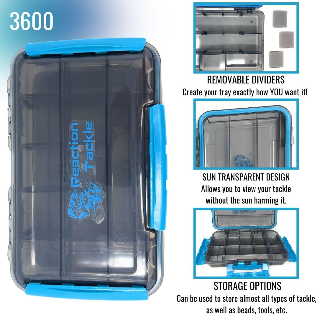 Reaction Tackle Ultimate Waterproof Tackle Box Trays - 4-Pack of 3-Clip Trays for Organized Storage