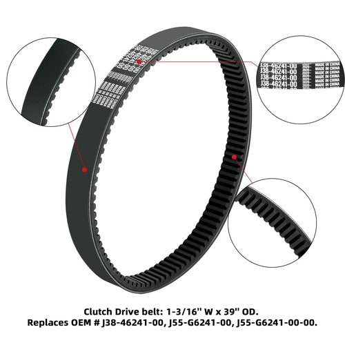 AIPSET Golf Cart Dive Belt & Starter Belt Compatible with Yamaha G2-G29 4 Cycle Models, Replaces OEM# J38-46241-00, J55-G6241-00, J38-81173-00, J55-H1173