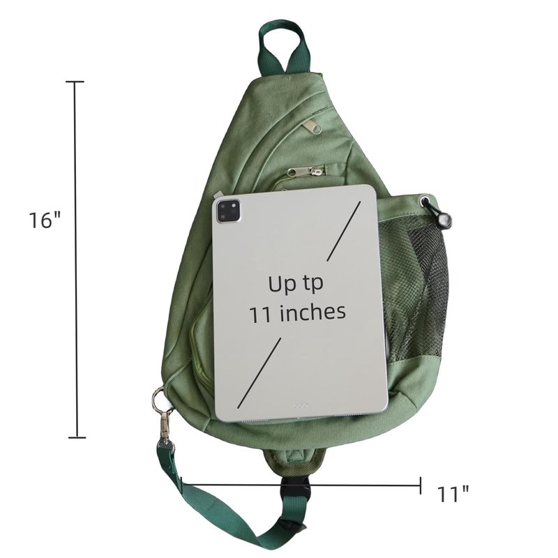 Shamguru Canvas Sling Bag Crossbody Backpack - Adjustable Strap Daypack with Anti-Theft Pocket and Water Bottle Holder