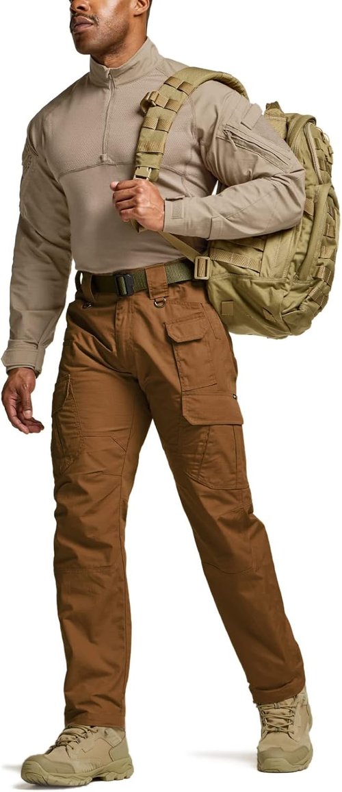 CQR Men's Tactical Pants - Lightweight Water Resistant Ripstop Cargo Pants for Outdoor Work & Hiking