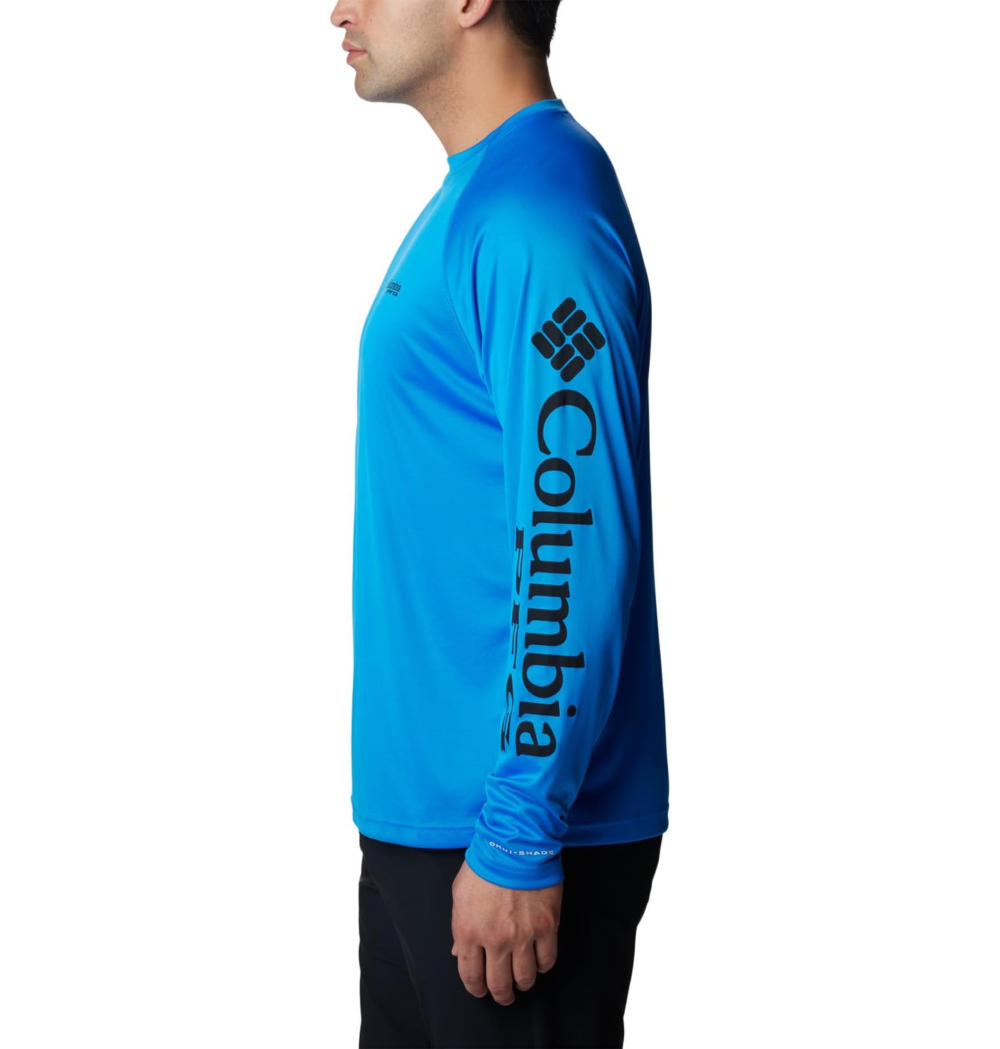 Columbia Men's Terminal Tackle Long Sleeve Fishing Shirt, Hyper Blue/Black Logo, Medium
